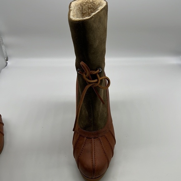 Rockport - Courtlyn Brown Leather Green Suede Slip On Duck Boots Size 8.5 - Picture 12 of 14